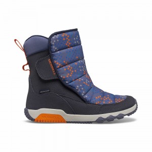 Kids' Merrell Free Roam Puffer Waterproof Boots Navy / Multicolor Outlet | CQZAE-8279