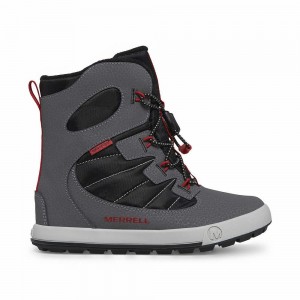 Kids' Merrell Snow Bank 4.0 Waterproof Boots Grey / Black / Red Outlet | YJOCI-6243