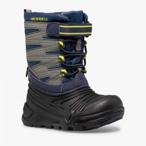 Kids' Merrell Snow Quest Lite 3.0 Jr Waterproof Boots Navy / Black / Grey Outlet | BNDAP-4081