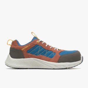 Men's Merrell Alpine Sneaker Carbon Fiber Work Shoes Brown / Blue Outlet | XFRAP-5743