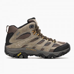 Men's Merrell Moab 3 Mid GORE-TEX® Wide Width Hiking Boots Brown Outlet | YZNMI-0928