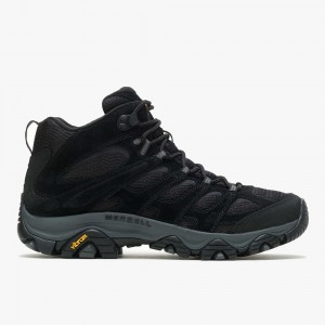 Men's Merrell Moab 3 Mid Hiking Boots Black Outlet | JSCXZ-9405