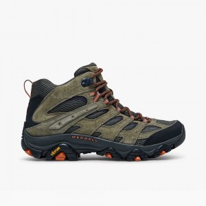 Men's Merrell Moab 3 Mid Hiking Boots Olive Outlet | RJLQY-9387