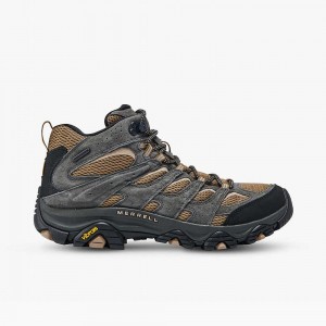 Men's Merrell Moab 3 Mid Waterproof Wide Width Hiking Boots Olive Outlet | BLXHU-9842