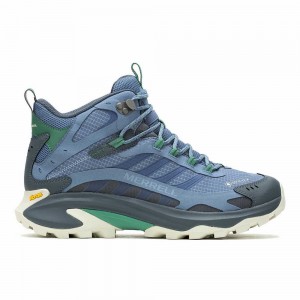 Men's Merrell Moab Speed 2 Mid GORE-TEX® Hiking Boots Grey Blue Outlet | OIPXU-2047