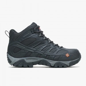 Men's Merrell Moab Velocity Mid Waterproof Carbon Fiber Work Shoes Black Outlet | WFUJN-2310