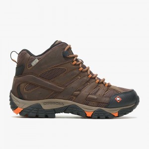 Men's Merrell Moab Vertex Mid Waterproof SR Work Shoes Brown Outlet | GODHT-5378