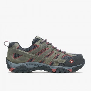 Men's Merrell Moab Vertex Vent Comp Toe Wide Width Work Shoes Blue Grey Clearance Outlet | QDEYT-6728