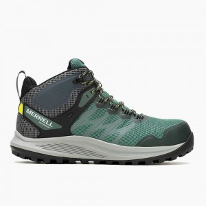 Men's Merrell Nova Mid Waterproof Carbon Fiber Work Shoes Green / black Outlet | OMNVW-1649