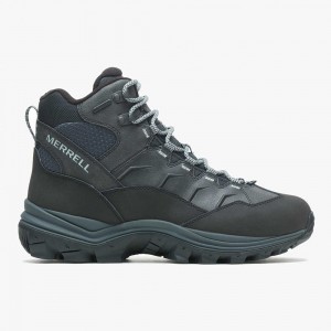 Men's Merrell Thermo Chill Mid Waterproof Wide Width Hiking Boots Black Outlet | CKPQD-4270