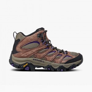 Women's Merrell Moab 3 Mid Hiking Boots Brown / Purple Outlet | OYZLV-1420