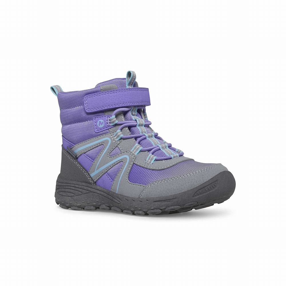 Kids' Merrell Polar Trekker Boots Grey / Purple / Turquoise Outlet | WJGBU-9240