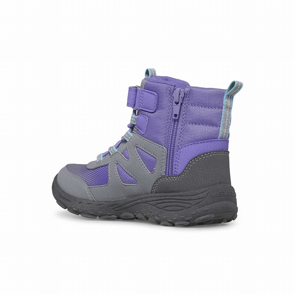 Kids' Merrell Polar Trekker Boots Grey / Purple / Turquoise Outlet | WJGBU-9240