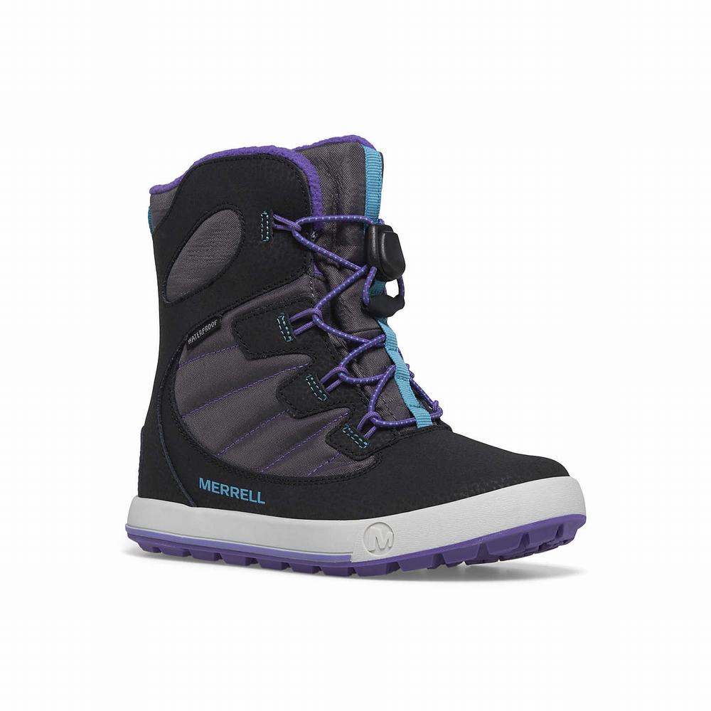 Kids' Merrell Snow Bank 4.0 Waterproof Boots Black / Purple / Turquoise Clearance Outlet | QCNFK-5064