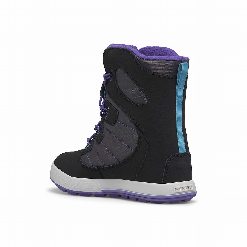 Kids' Merrell Snow Bank 4.0 Waterproof Boots Black / Purple / Turquoise Clearance Outlet | QCNFK-5064