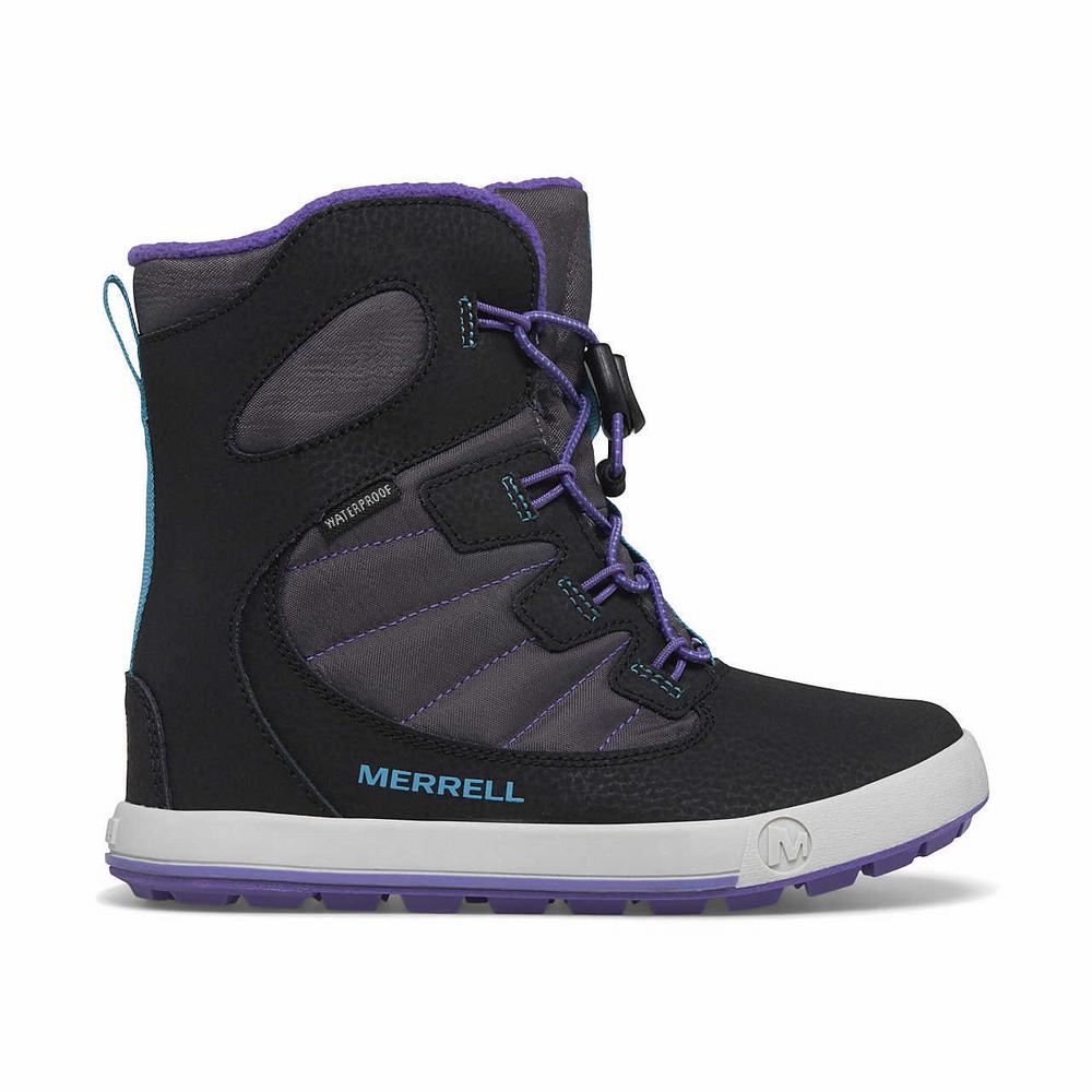 Kids\' Merrell Snow Bank 4.0 Waterproof Boots Black / Purple / Turquoise Clearance Outlet | QCNFK-5064