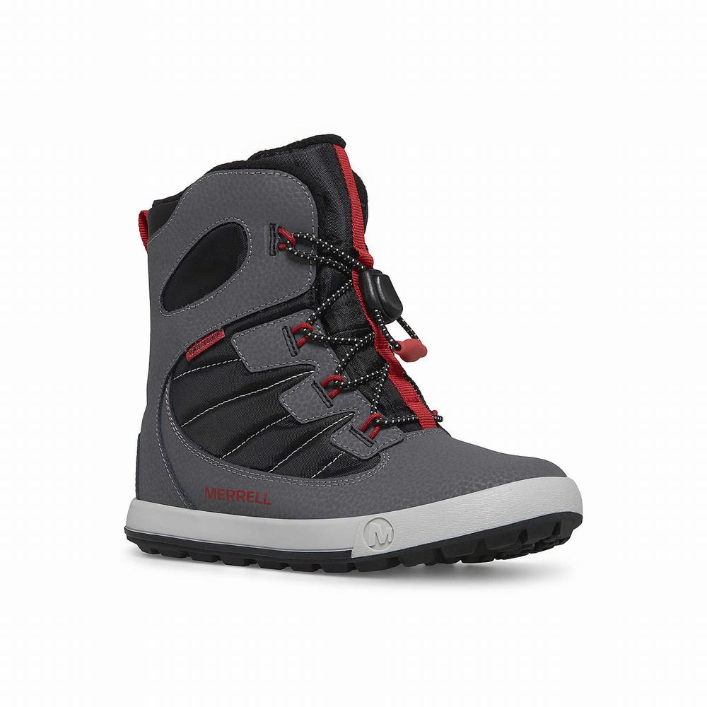 Kids' Merrell Snow Bank 4.0 Waterproof Boots Grey / Black / Red Outlet | YJOCI-6243