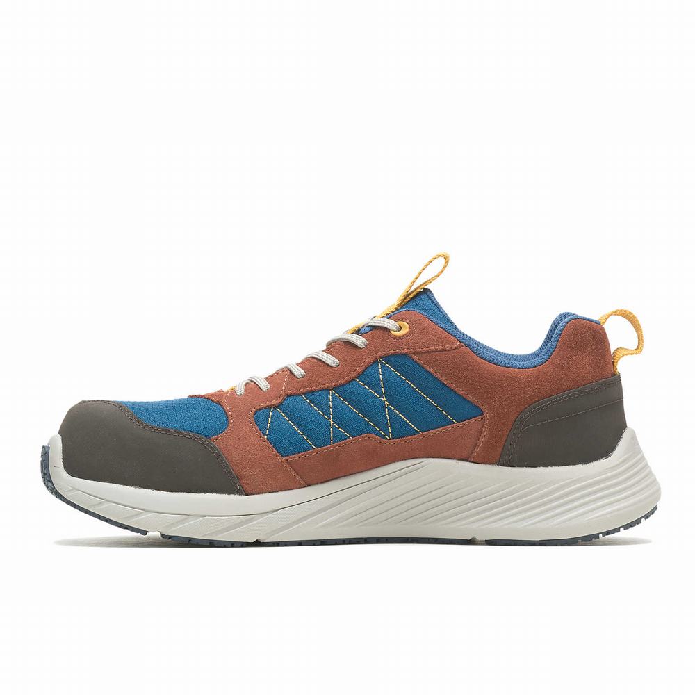 Men's Merrell Alpine Sneaker Carbon Fiber Work Shoes Brown / Blue Outlet | XFRAP-5743