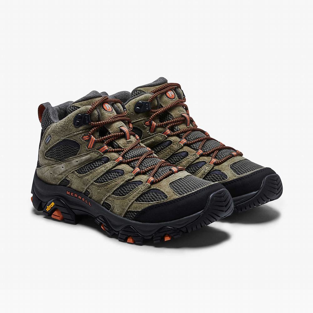 Men's Merrell Moab 3 Mid GORE-TEX® Hiking Boots Olive Outlet | RSWGB-6280