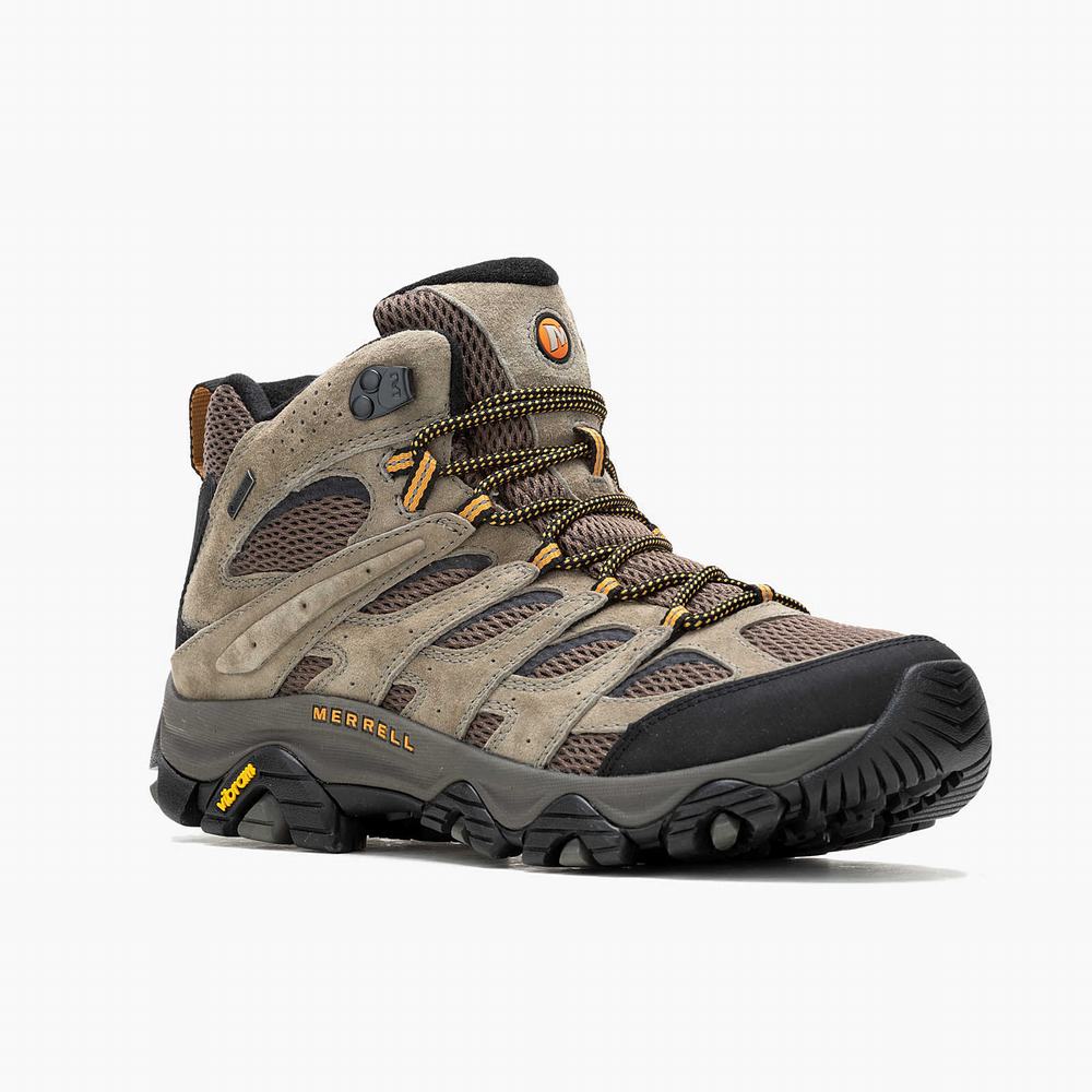 Men's Merrell Moab 3 Mid GORE-TEX® Wide Width Hiking Boots Brown Outlet | YZNMI-0928