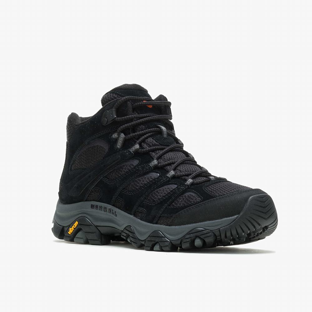 Men's Merrell Moab 3 Mid Hiking Boots Black Outlet | JSCXZ-9405