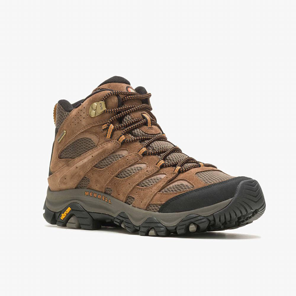 Men's Merrell Moab 3 Mid Waterproof Hiking Boots Brown Sale Outlet | MEDRF-9126