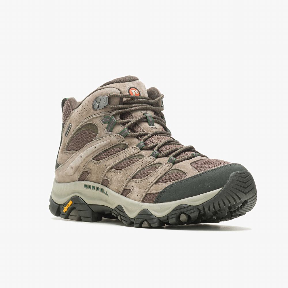 Men's Merrell Moab 3 Mid Waterproof Hiking Boots Brown Outlet | BDVEF-9537