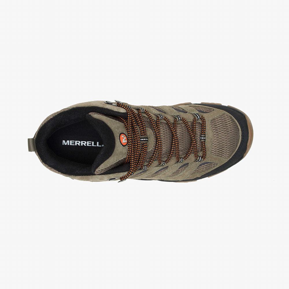 Men's Merrell Moab 3 Mid Waterproof Hiking Boots Olive Outlet | IYWDK-0953