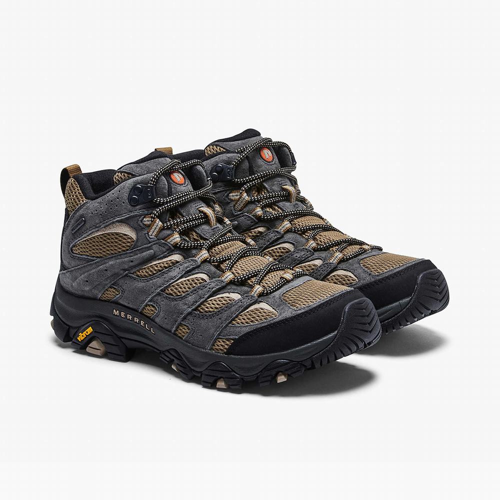 Men's Merrell Moab 3 Mid Waterproof Hiking Boots Olive Outlet | SKRLX-1526