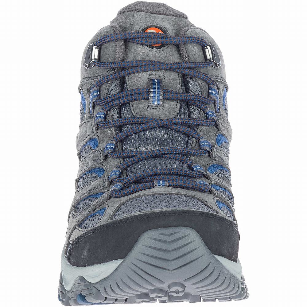 Men's Merrell Moab 3 Mid Waterproof Hiking Boots Grey Outlet | HQFBU-7689