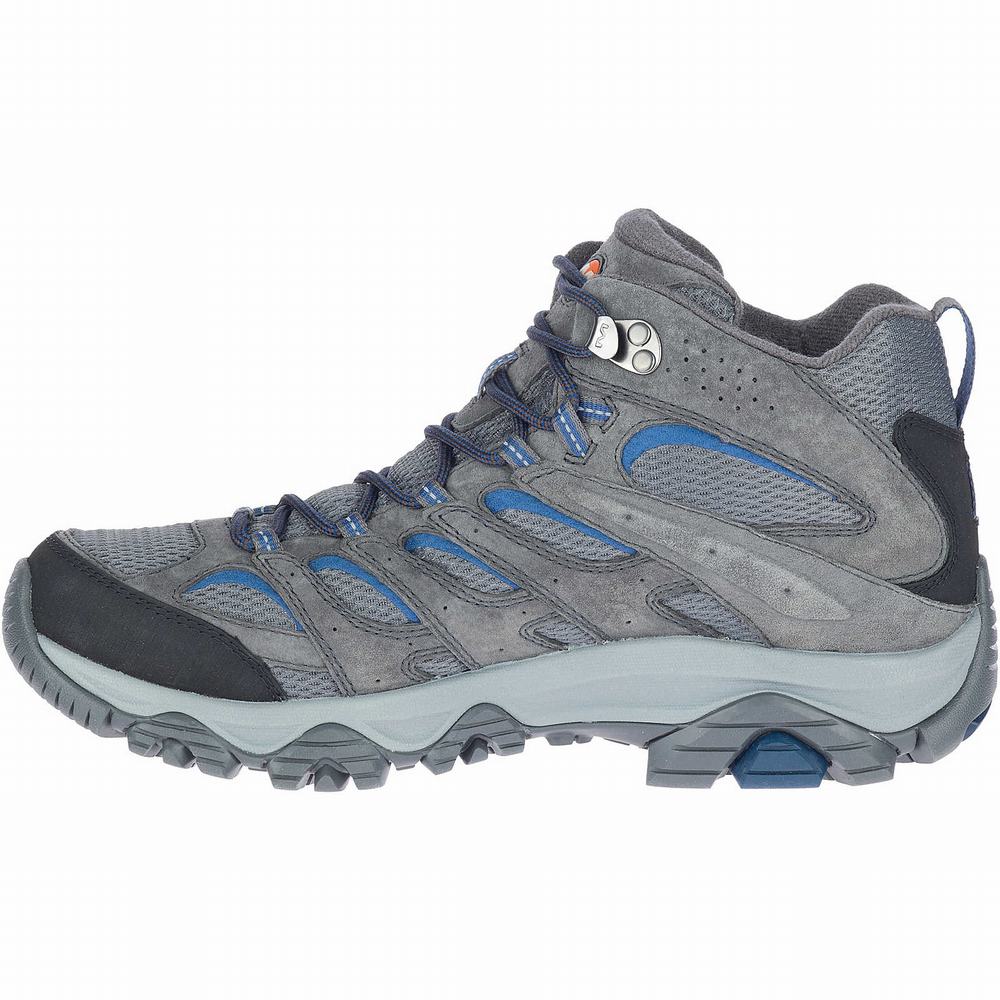 Men's Merrell Moab 3 Mid Waterproof Hiking Boots Grey Outlet | HQFBU-7689