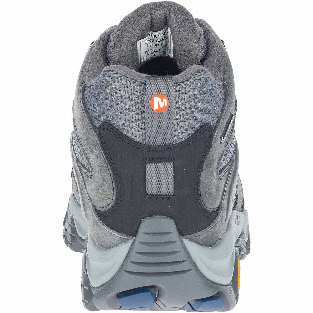 Men's Merrell Moab 3 Mid Waterproof Hiking Boots Grey Outlet | HQFBU-7689