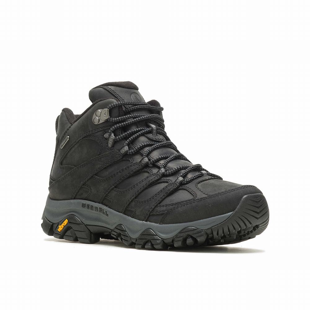 Men's Merrell Moab 3 Prime Mid Waterproof Hiking Boots Black Outlet | CIMOG-2158