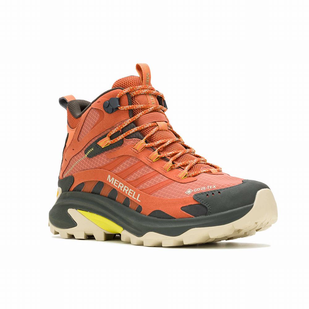 Men's Merrell Moab Speed 2 Mid GORE-TEX® Hiking Boots Orange / black Outlet | NMUST-8132