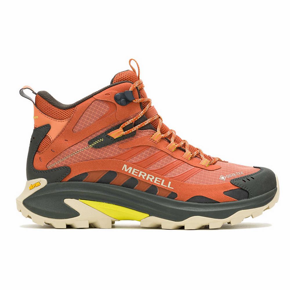 Men\'s Merrell Moab Speed 2 Mid GORE-TEX® Hiking Boots Orange / black Outlet | NMUST-8132