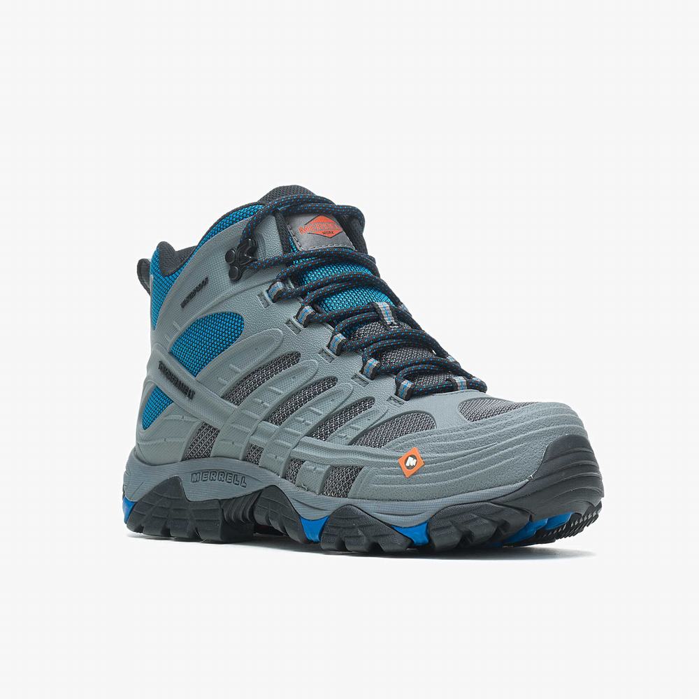 Men's Merrell Moab Velocity Mid Waterproof Carbon Fiber Work Shoes Blue Sale Outlet | MOXCT-9016