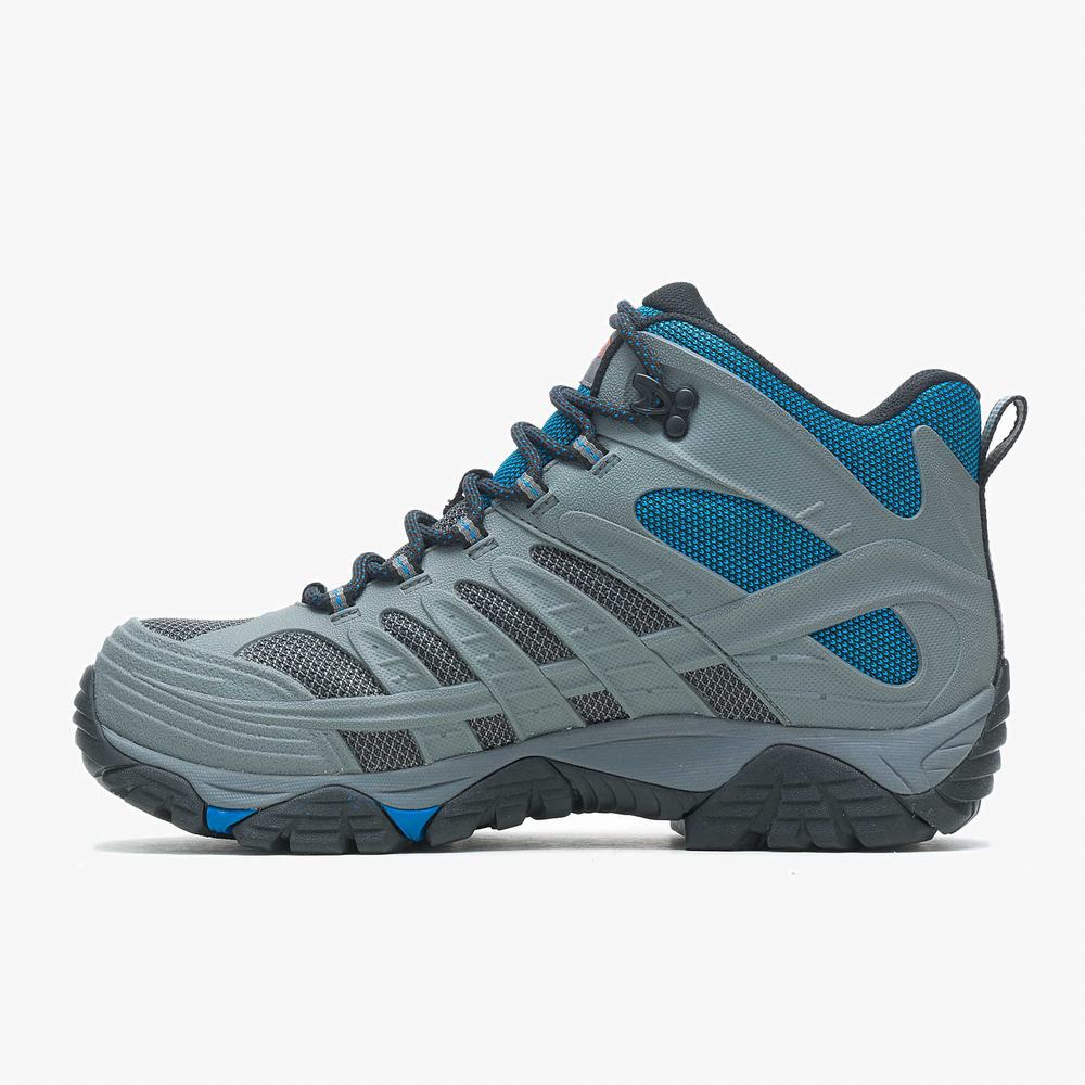 Men's Merrell Moab Velocity Mid Waterproof Carbon Fiber Work Shoes Blue Sale Outlet | MOXCT-9016