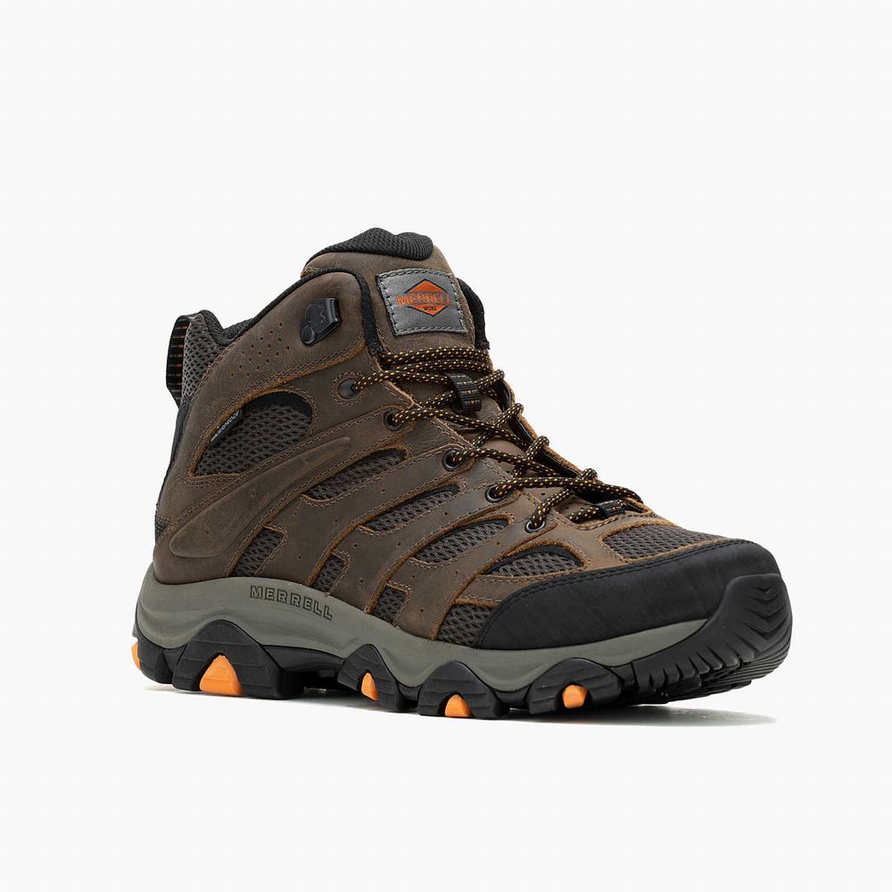 Men's Merrell Moab Vertex 2 Mid Waterproof SR Work Boots Dark Brown Outlet | SWRLU-8732