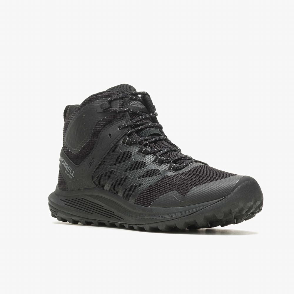 Men's Merrell Nova 3 Mid Tactical Waterproof Wide Width Work Boots Black / Grey Outlet | IGVZL-5174