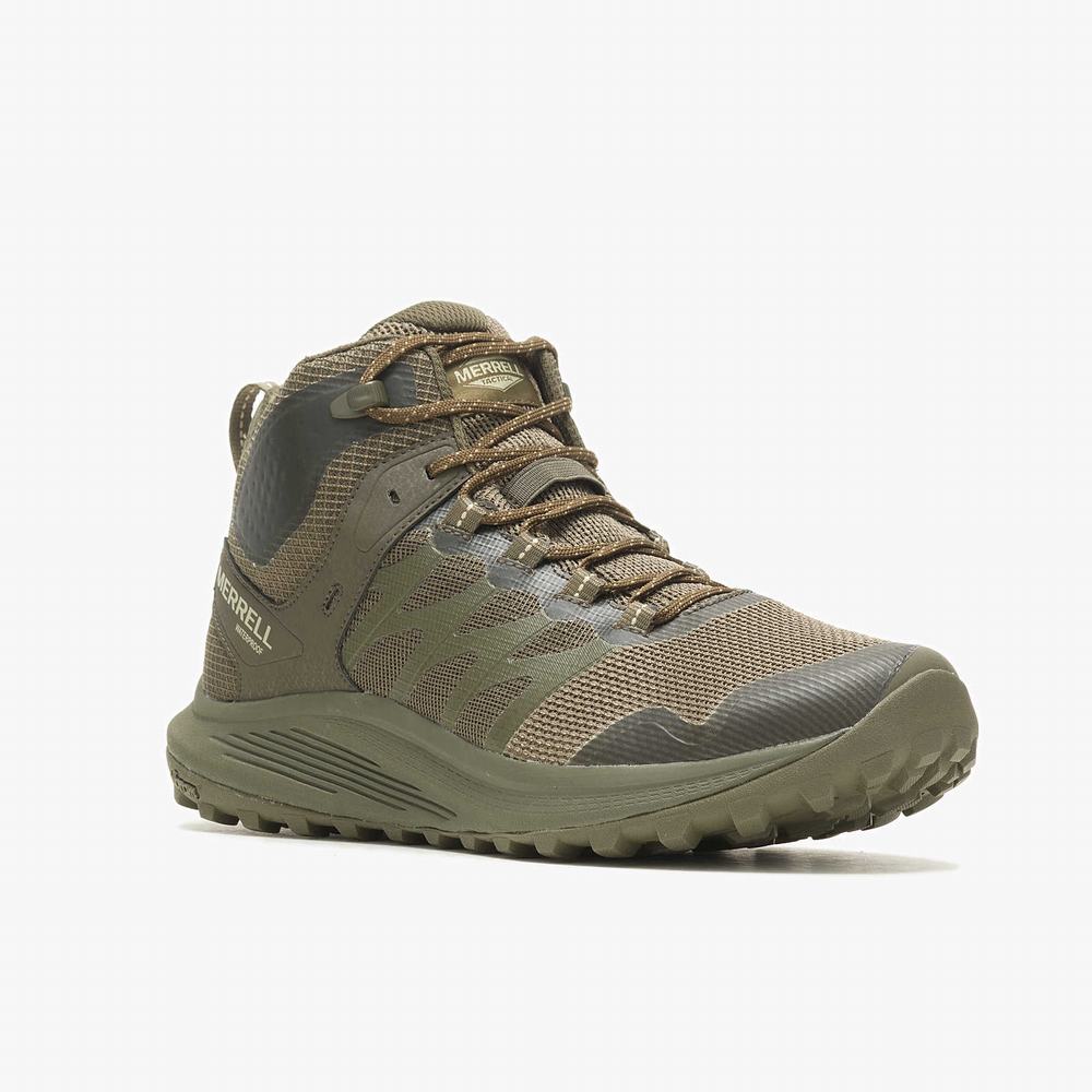 Men's Merrell Nova 3 Mid Tactical Waterproof Work Boots Olive Outlet | CJWHB-9826