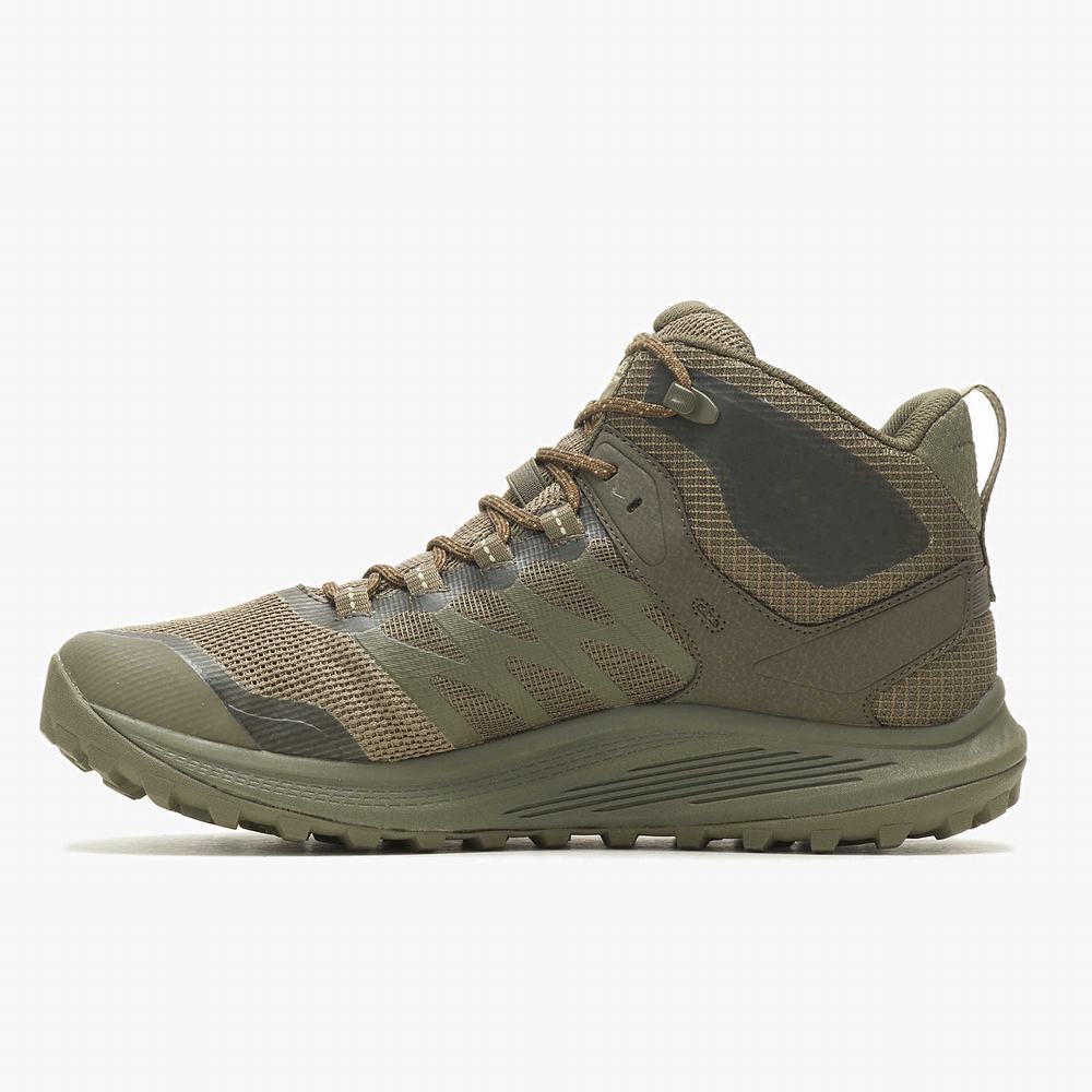 Men's Merrell Nova 3 Mid Tactical Waterproof Work Boots Olive Outlet | CJWHB-9826