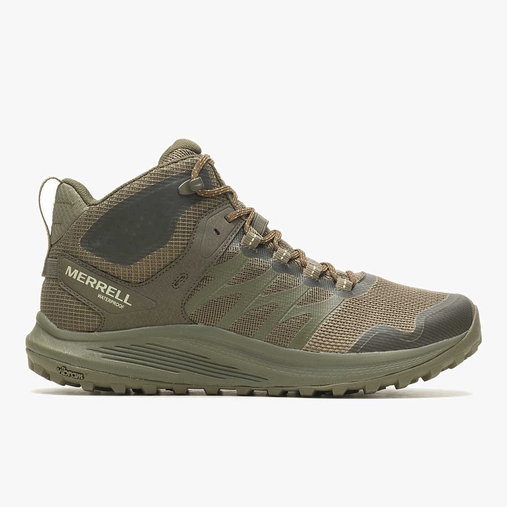 Men\'s Merrell Nova 3 Mid Tactical Waterproof Work Boots Olive Outlet | CJWHB-9826