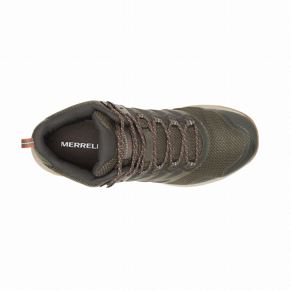 Men's Merrell Nova 3 Mid Waterproof Hiking Boots Olive Outlet | DCNLM-5046