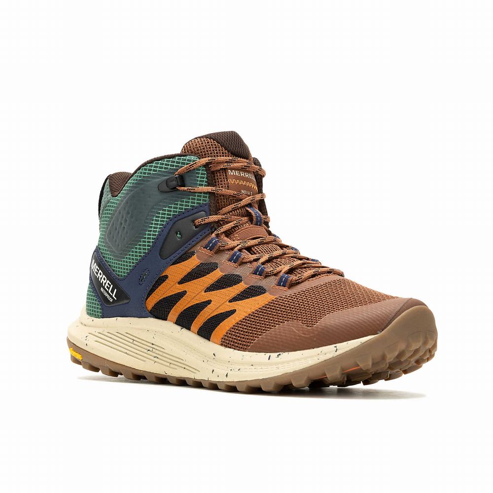 Men's Merrell Nova 3 Mid Waterproof Hiking Boots Brown Outlet | EBXWT-8246