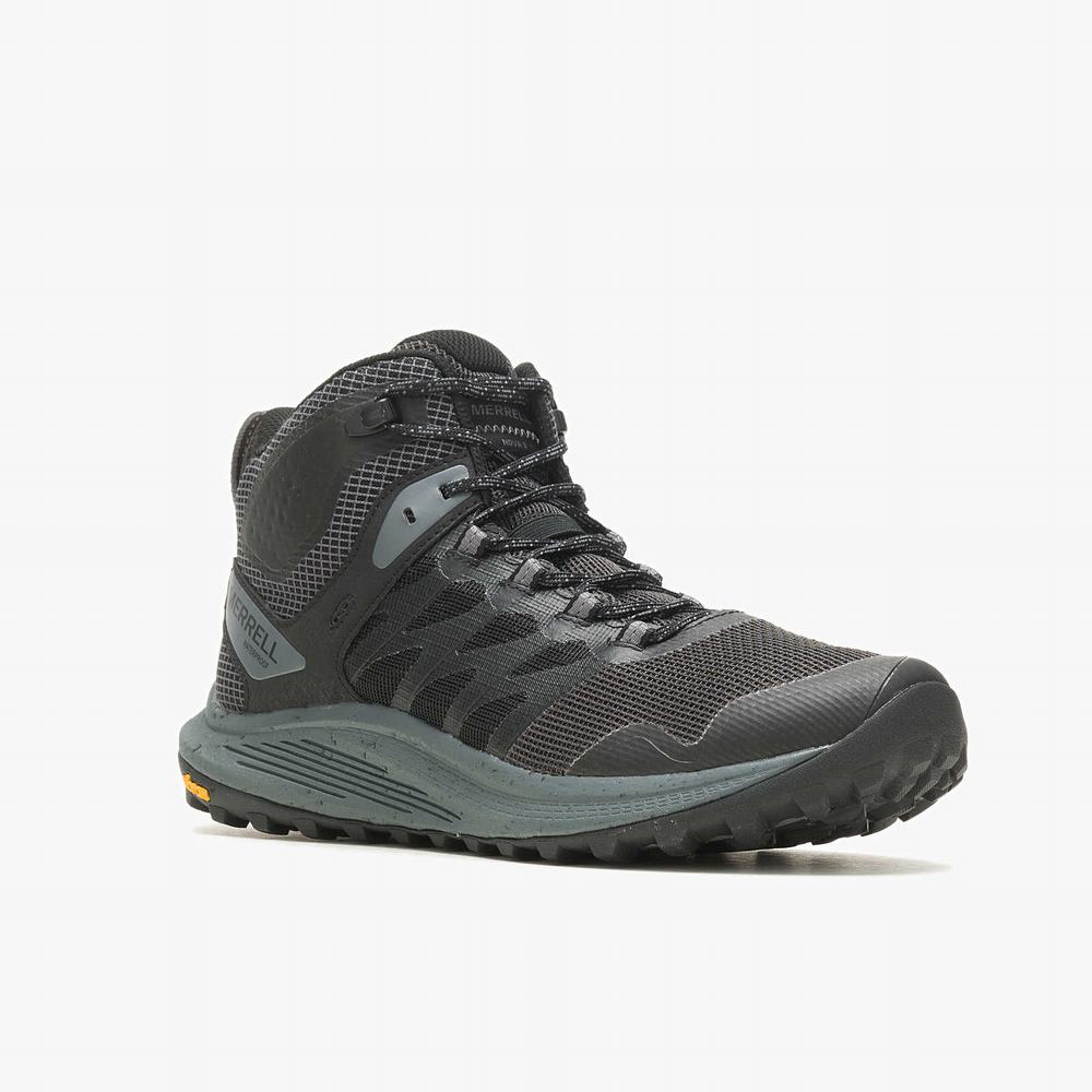 Men's Merrell Nova 3 Mid Waterproof Hiking Boots Black Outlet | SEJKU-8713