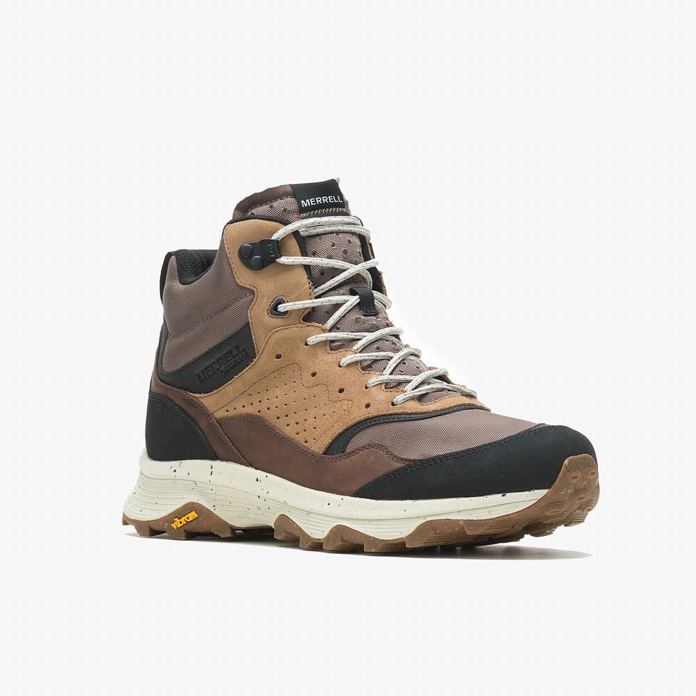 Men's Merrell Speed Solo Mid Waterproof Hiking Boots Khaki / Brown Outlet | VHDCZ-2768