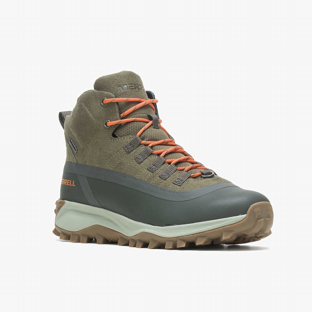 Men's Merrell Thermo Snowdrift Mid Shell Waterproof Hiking Boots Olive Outlet | ELFDR-2384