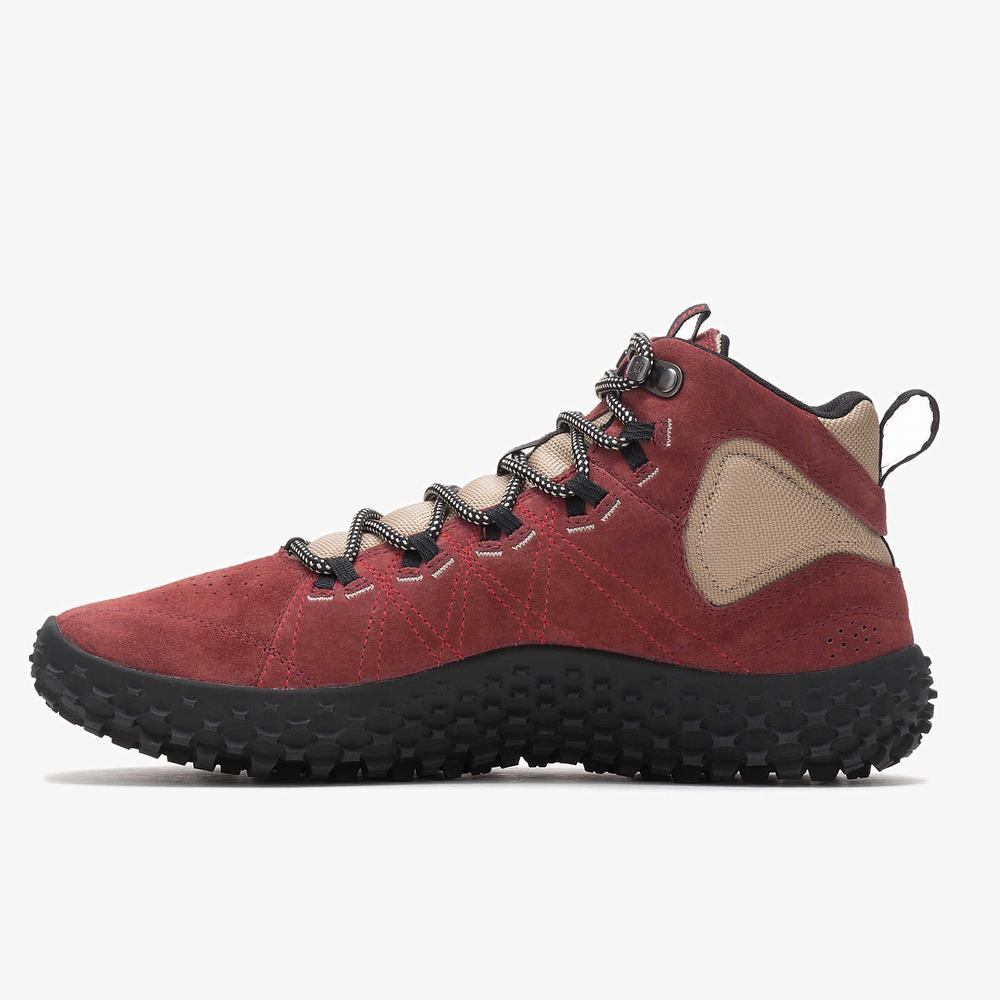 Men's Merrell Wrapt Mid Waterproof Hiking Boots Dark Red Outlet | GWHNA-9346