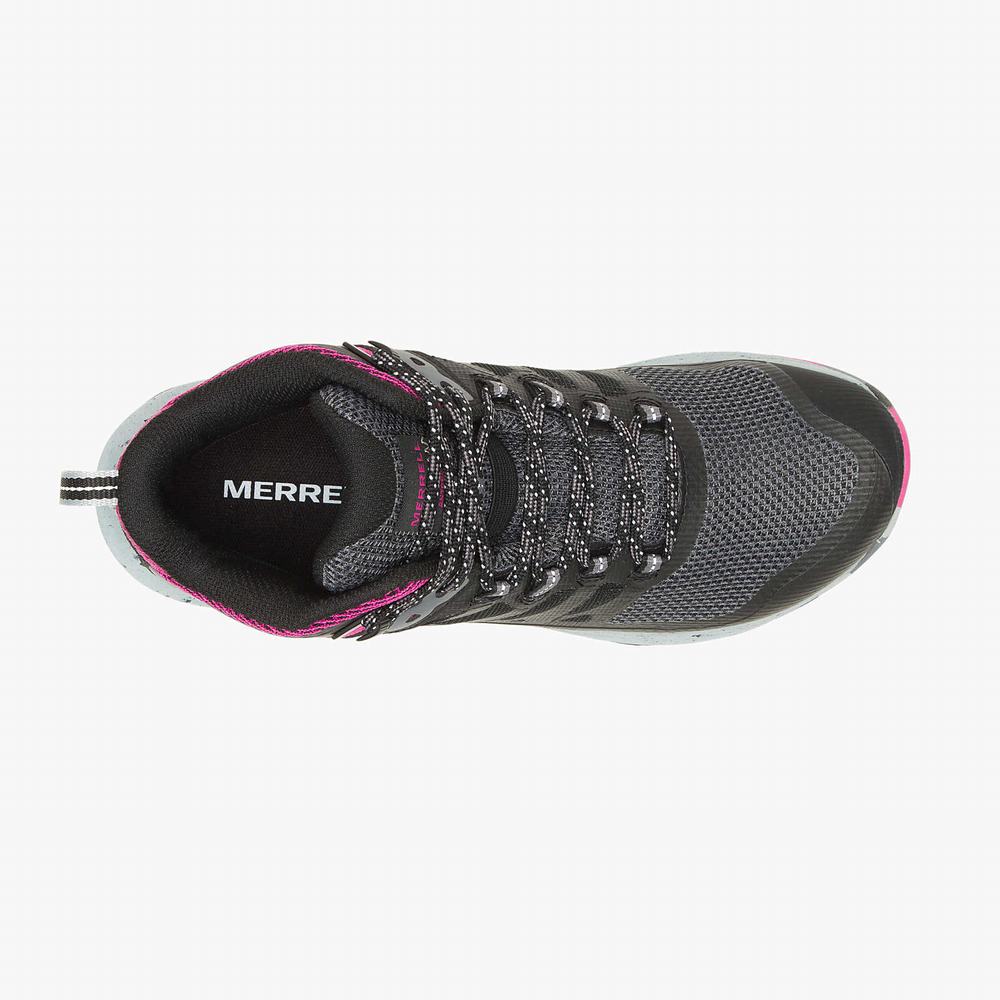 Women's Merrell Antora 3 Mid Waterproof Hiking Boots Black / Fuchsia Sale Outlet | MTDZR-1784