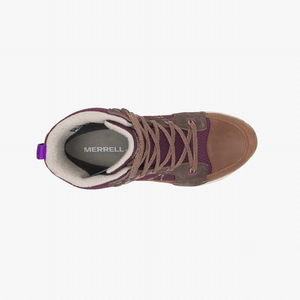 Women's Merrell Bravada 2 Thermo Mid Waterproof Hiking Boots Purple / Brown Outlet | GILYB-1634